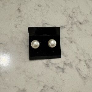 Pink Lily White Pearl Earrings